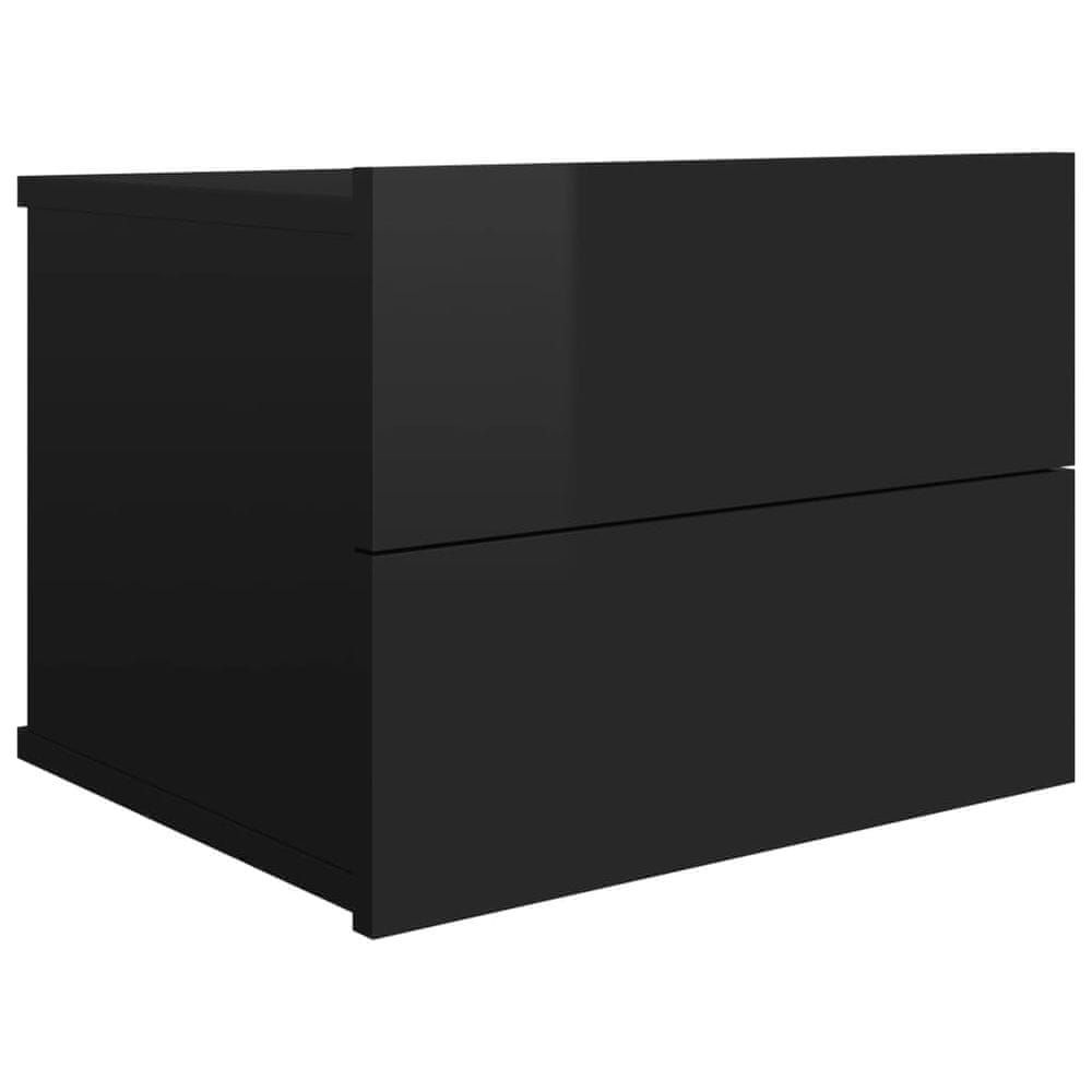 Vidaxl Nočný stolík, lesklý čierny 40x30x30 cm, drevotrieska